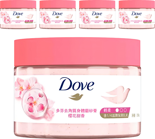 Dove 多芬 去角質身體磨砂膏 櫻花甜香, 298g, 5罐