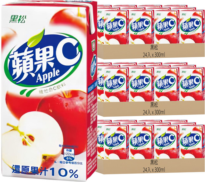 黑松 蘋果C 蘋果果汁, 300ml, 72入