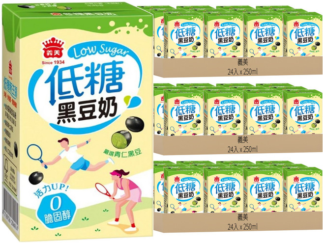 義美 低糖黑豆奶, 250ml, 72入