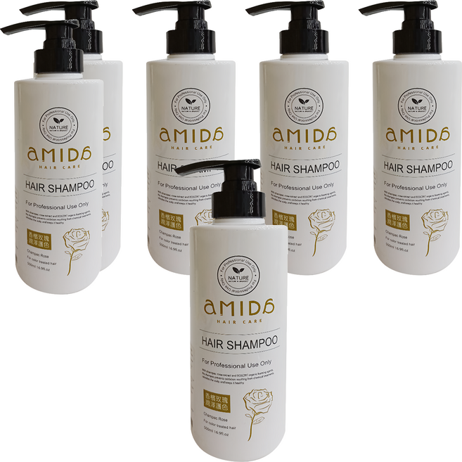 aMIDa 阿蜜達 香檳玫瑰護色洗髮精 染後髮質適用, 6瓶, 500ml