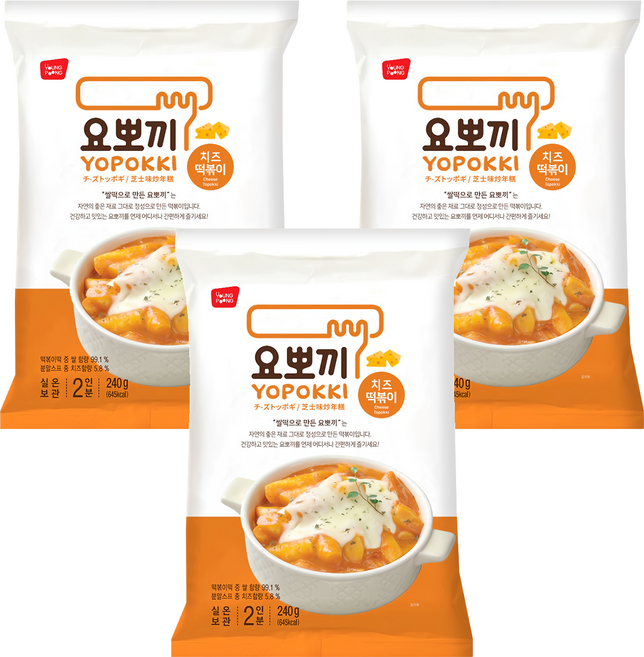 YOPOKKI 芝士味辣炒年糕, 240g, 3包