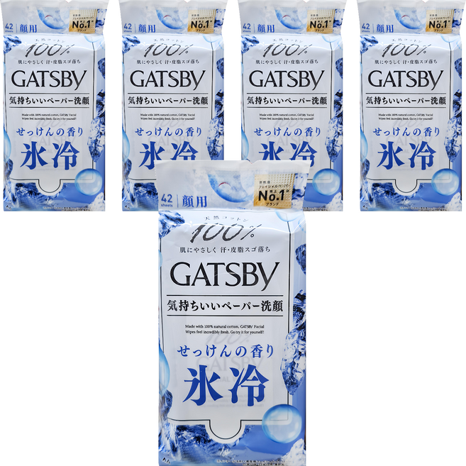 GATSBy 潔面濕紙巾 超值包 沁涼皂香, 5包
