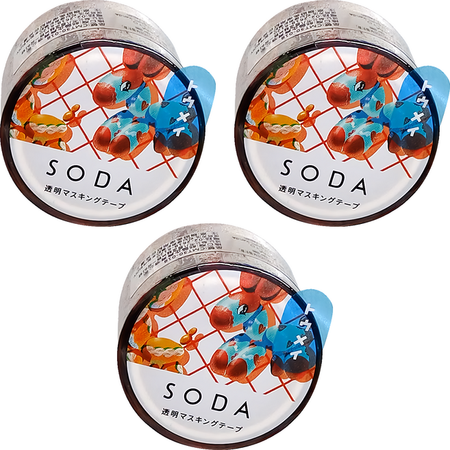 KING JIM HITOTOKI SODA 透明PET卷狀膠帶 HOHOEM 設計款 CMT30-018 30mm, 造型氣球, 3個
