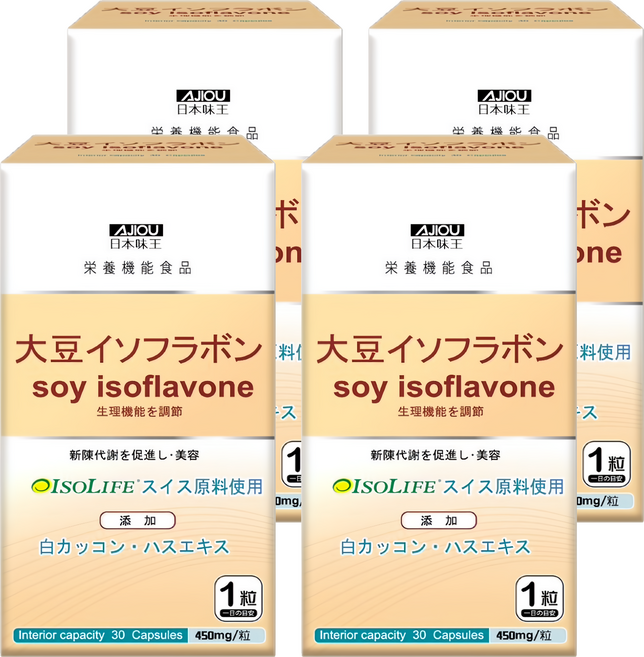 AJIOU 日本味王 大豆異黃酮, 30顆, 450mg, 4盒