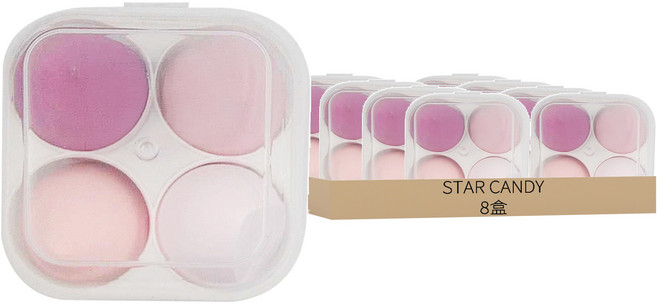 STAR CANDY 乾濕兩用美妝蛋 4個, 粉色, 8盒