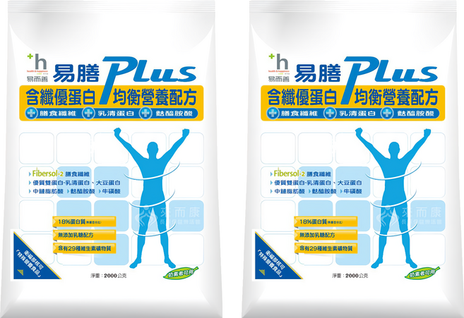 易而善 易膳PLUS含纖優蛋白均衡營養配方, 2盒, 2kg