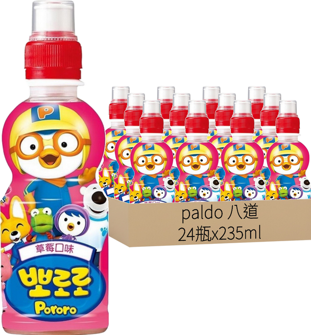 paldo 八道 Pororo 啵樂樂乳酸飲 草莓, 235ml, 24瓶