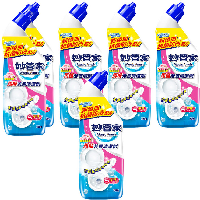 妙管家 Magic Amah 馬桶芳香清潔劑 玫瑰花香, 750g, 6瓶