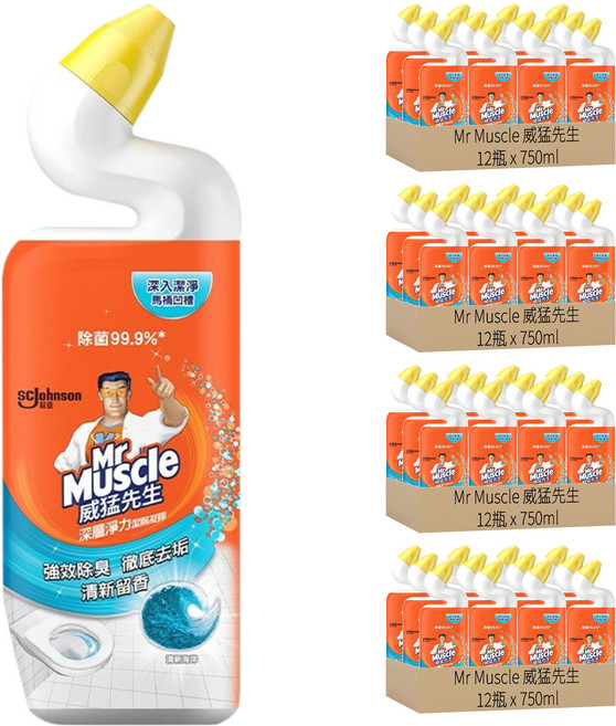 Mr Muscle 威猛先生 深層淨力潔廁凝膠 清新海洋, 750ml, 48瓶