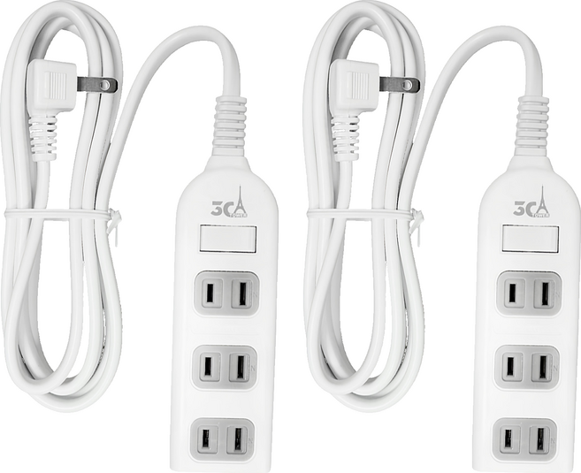 3C TOWER 1切4座2P L頭延長線 4孔 CT-2142, 1.2m, 白色, 2條