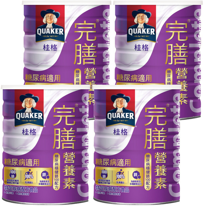 QUAKER 桂格 完膳營養素 糖尿病穩健配方, 900g, 4罐