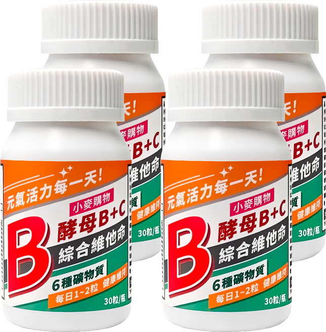 小麥購物 B群綜合維他命膠囊 A120, 30顆, 37g, 4罐