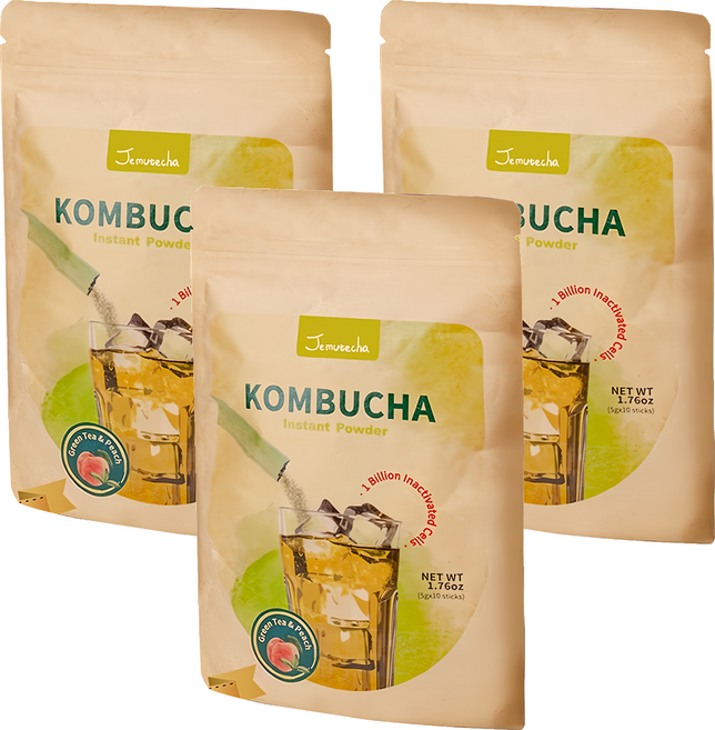 Jemutecha 康普茶粉末 水蜜桃綠茶口味, 5g, 10包, 3袋