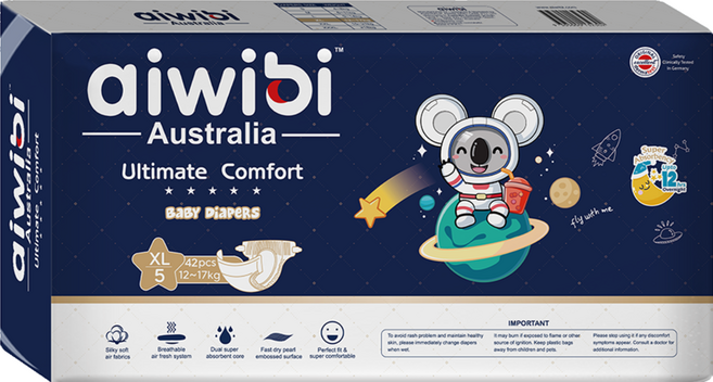 aiwibi 愛薇彼 夜用甄柔瞬吸 黏貼型尿布 12~17kg, XL, 42片