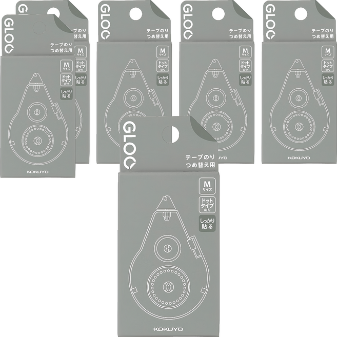 KOKUYO 國譽 GLOO 2way好黏替換帶強黏 M, 6個, 灰色 + 白色