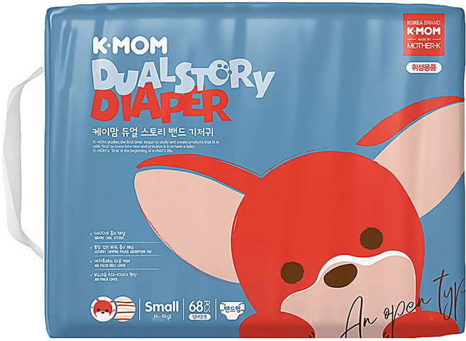 MOTHER-K K-MOM 頂級超薄瞬吸黏貼型尿布, S, 68片