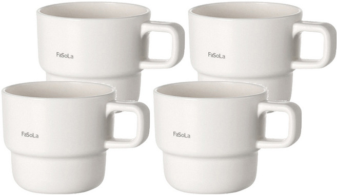 FaSoLa 淡雅系創意疊疊漱口杯 320ml, 白色, 4個