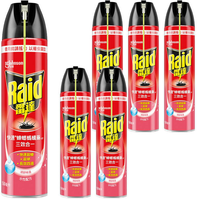 Raid 雷達 快速蟑螂螞蟻藥 清新, 550ml, 6瓶