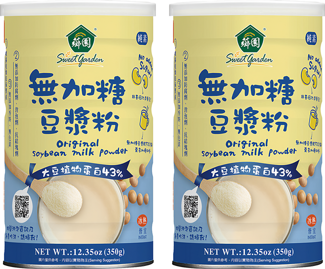 薌園 無加糖豆漿粉 熟粉, 350g, 2罐