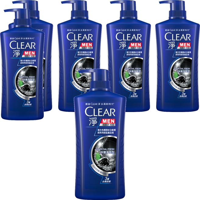 CLEAR 淨 深層淨碳型 男士去屑洗髮乳, 750g, 6瓶