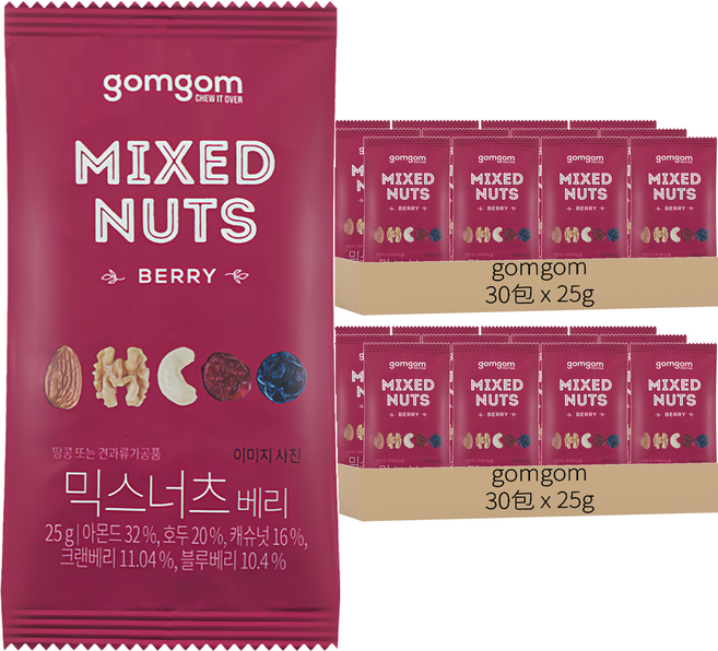 gomgom 莓果口味綜合堅果, 25g, 60包