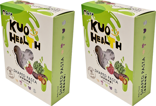 KUO HEALTH 郭老師 純手工無添加寶寶蔬果義大利麵 動物麵 8個月以上, 150g, 2盒