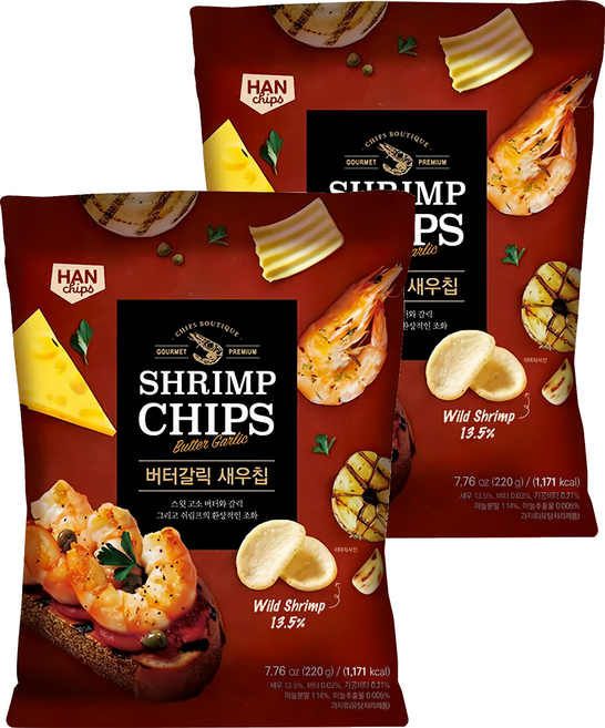 HANCHIPS 韓國蝦餅 奶油蒜味, 2包, 220g
