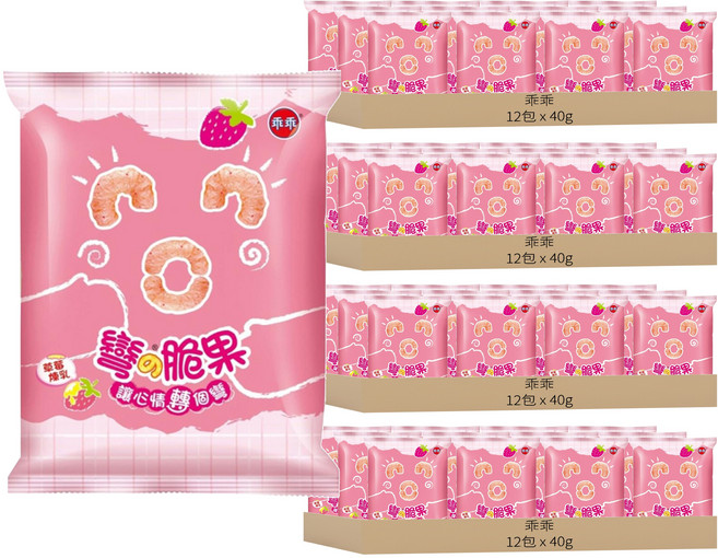 乖乖 玉米脆果 彎的脆果 草莓煉乳, 40g, 48包