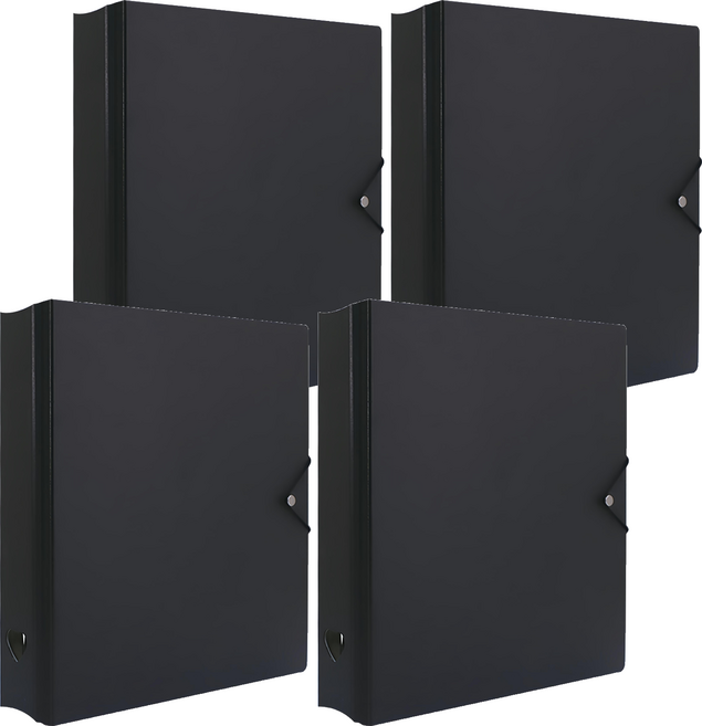 珠友文化 A4 D型夾集卡冊 有洞款 4孔, 黑色, 4個