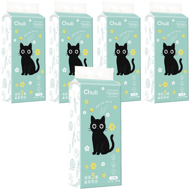 Chuli 初梨 下抽式紙巾, 1入, 5包