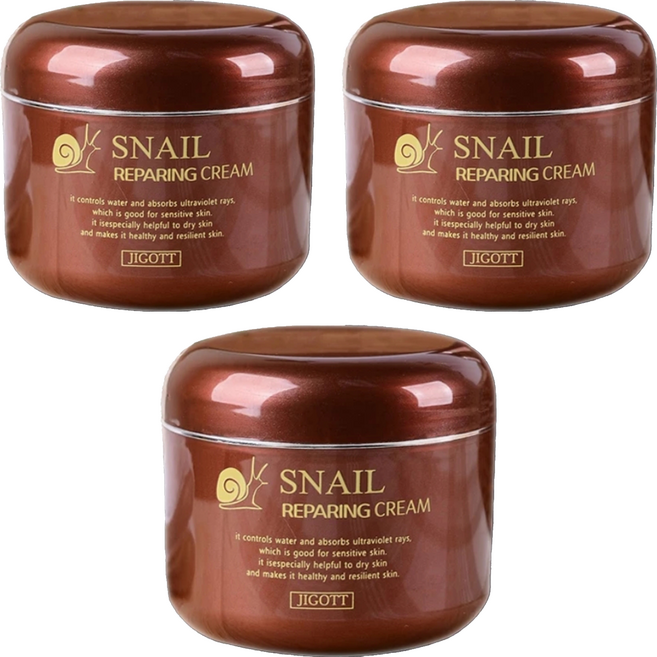 JIGOTT 蝸牛保濕修護面霜, 100g, 3罐