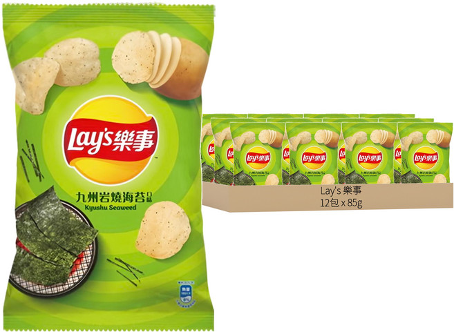 Lay's 樂事 洋芋片 九州岩燒海苔, 85g, 12包