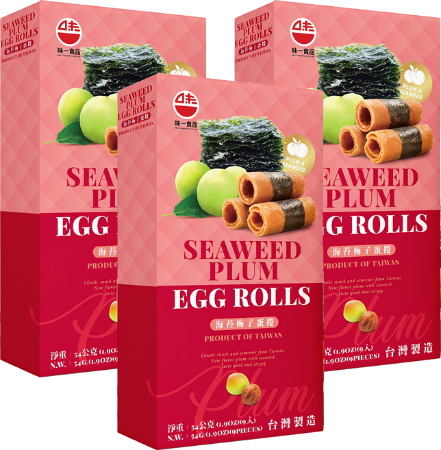 味一食品 海苔梅子蛋捲, 54g, 3盒