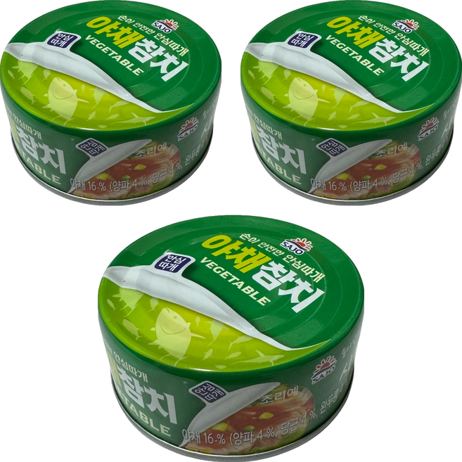 SAJO 鰹魚罐 蔬菜風味 綠色, 3罐, 100g