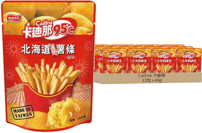 Cadina 卡迪那 95度c北海道薯條 原味, 40g, 12包