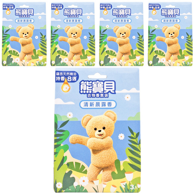 Snuggle 熊寶貝 衣物香氛袋, 清新晨露香, 21g, 5盒