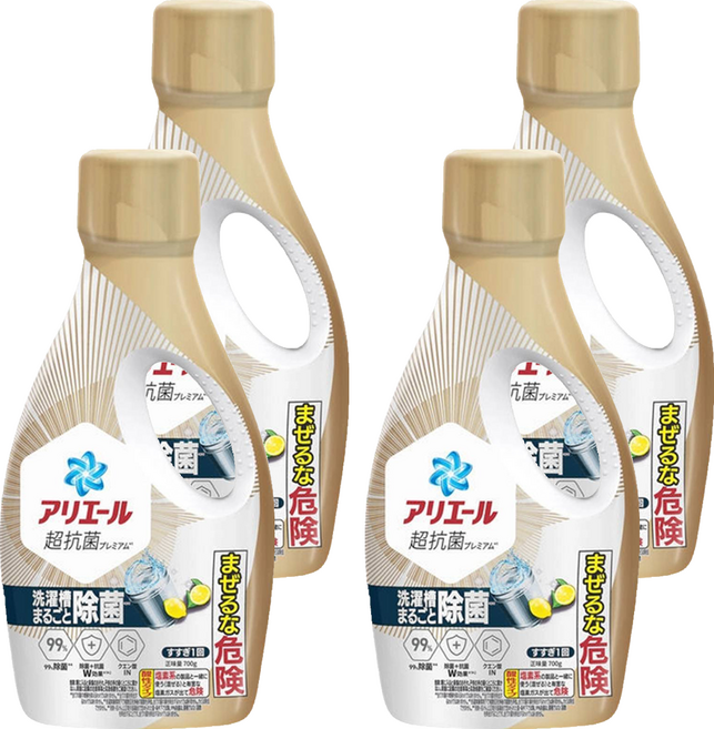 ARIEL 日本原裝進口 超濃縮抗菌抗臭洗衣精 全效抗菌 金色, 700g, 4瓶