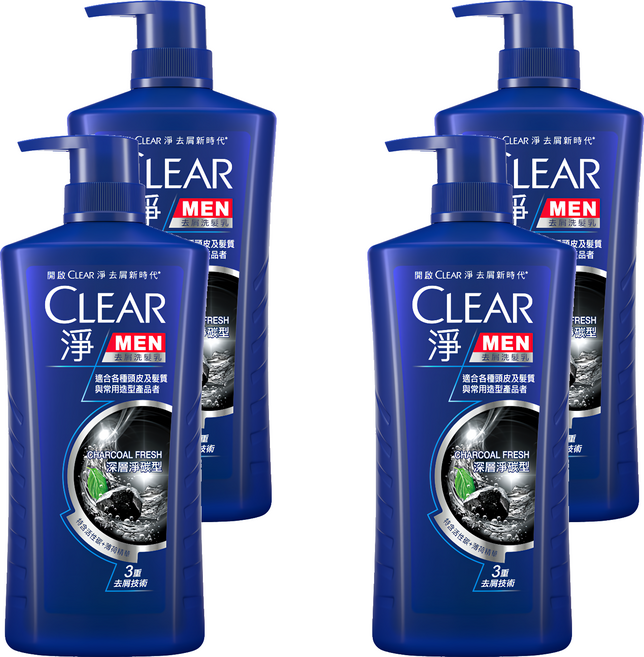 CLEAR 淨 深層淨碳型 男士去屑洗髮乳, 750g, 4瓶
