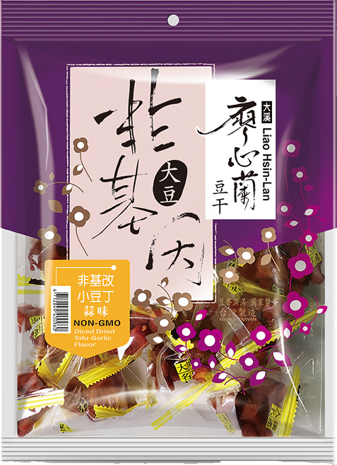 大溪廖心蘭豆干 非基改小豆丁 蒜味, 220g, 1袋