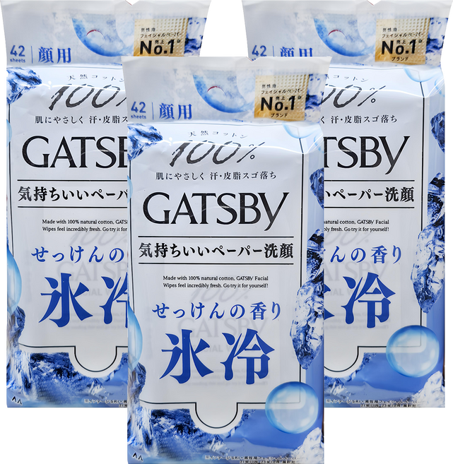 GATSBy 潔面濕紙巾 超值包 沁涼皂香, 3包