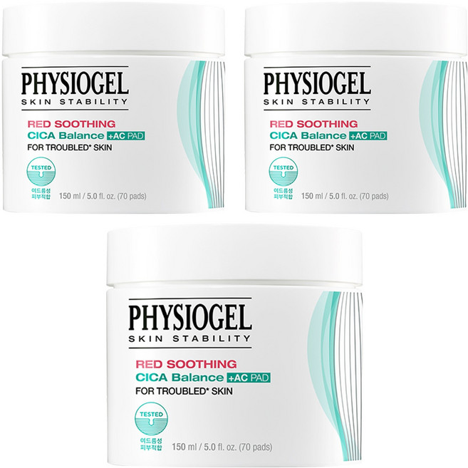 PHYSIOGEL 潔美淨 積雪草水楊酸毛孔緊緻淨膚棉 溫和淨化毛孔, 70張, 3罐