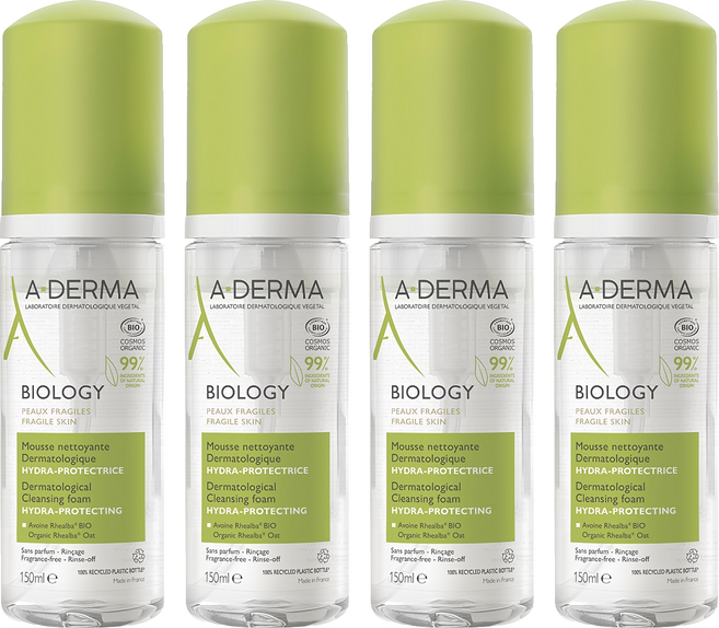A-DERMA 艾芙美 新葉三效潔膚慕斯 溫和保濕 深層清潔毛孔髒污與淡妝, 150ml, 4瓶