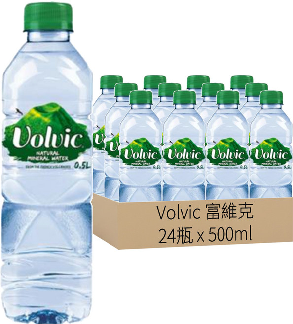 Volvic 富維克 台灣公司貨 天然礦泉水, 500ml, 24瓶