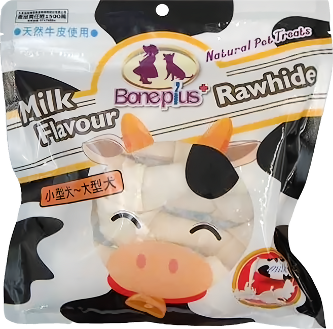 Boneplus 天然潔牙牛皮骨結5吋 牛奶 165g 1包