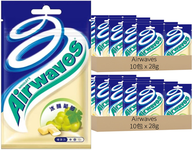 Airwaves 超涼無糖口香糖 冰釀葡萄口味, 28g, 20包