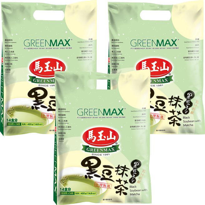 馬玉山 黑豆抹茶, 30g, 14包, 3袋