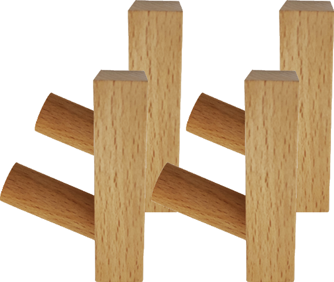 Life Shopping 來雪拚 免鑽孔實木掛勾, 櫸木 木紋色, 4個