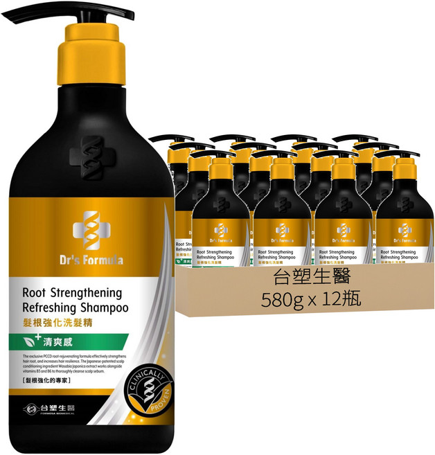 台塑生醫 Dr's Formula 髮根強化洗髮精 清爽感, 580g, 12瓶