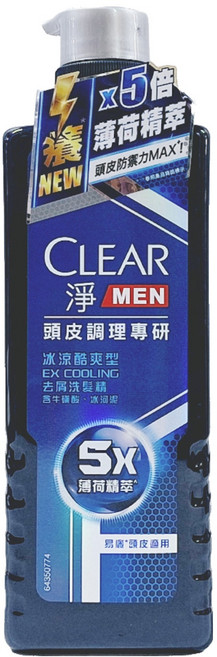 CLEAR 淨 男士頭皮調理專研去屑洗髮精 冰涼酷爽型, 570g, 1瓶