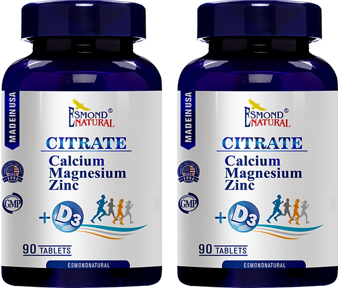 ESMOND NATURAL 愛司盟 檸檬酸鈣鎂鋅 + D3 90顆, 185g, 2瓶